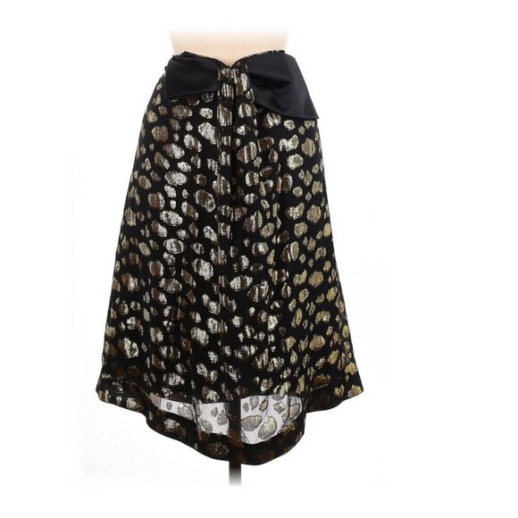 Sara Berman Silk Skirt Women's Gold Animal Print High Low 100% Size M Whimsy - Picture 1 of 9